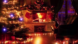 Christmas ambience | Snowstorm & Crackling Fireplace Sounds 10 Hours