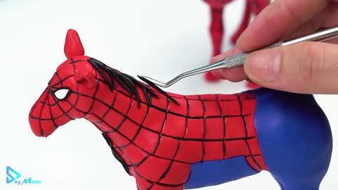 DIY horse mod Superheroes Spider man and Captain America with clay 🧟 Polymer Clay Tutorial