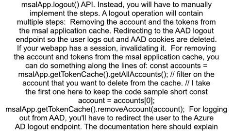 azuremsalnode Is there a way to log out invalidate tokens