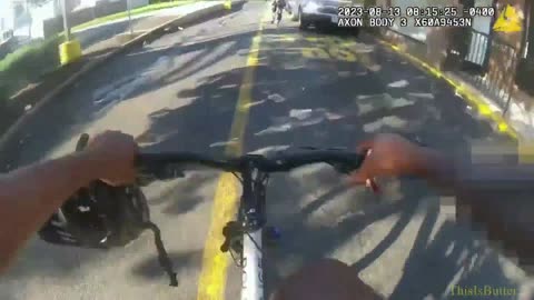 Metropolitan bicycle officer chases and takes down female shoplifting suspect