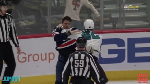 Caps and Sharks players fight after the game ends, a breakdown