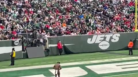 Antonio Brown leaving the field after taking off his jersey and shirt and throw them into the stands