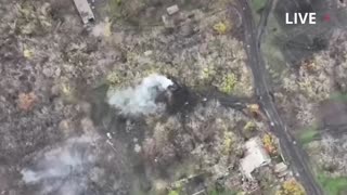 Another Russian tank turret flies up, the explosion totally destroys the tank.