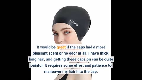 User Reviews: Aegend Swim Caps for Long Hair (2 Pack), Durable Silicone Swimming Caps for Women...