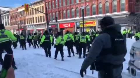 Canada: Nazis move in on peaceful protesters en masse, shoving public out the way