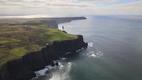 Aerial View of the Cliffs of Moher on the Coast of Dublin, Ireland