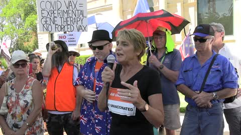 Dr. Judy Wilyman speaks outside Parliament House. Freedom Rally !