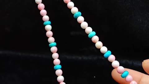 Natural turquoise and red spiny oysterwith pink Princess spiny oyster roundle beads 04