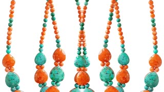 Beautiful orange Spiny oyster roundle beads with Irregular Natural turquoise pendant Perfect Gifts