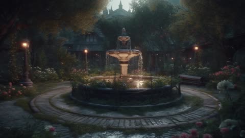 Evening Fountain Ambience ~ Trickling Water, Evening Nature Sounds