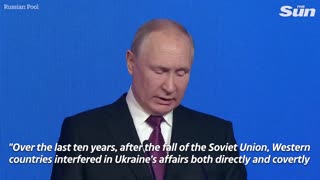 Putin says confrontation with Ukraine's 'Nazis' was inevitable in propaganda speech