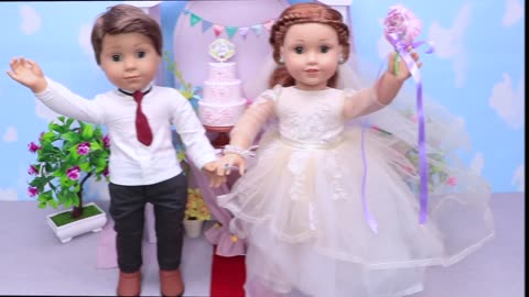 American Girl Doll Wedding Routine with Makeup & Glam Dress! PLAY DOLLS