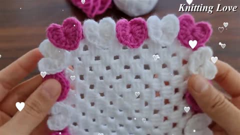 Super easy crochet square with Heart