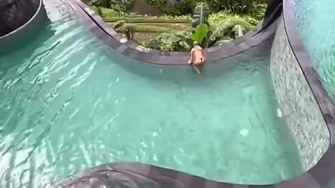 The hotel's swimming pool is well designed, but it is a little dangerous