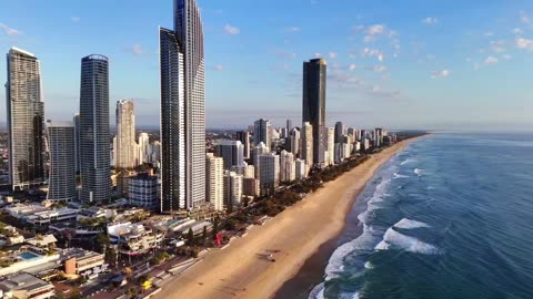 Drone of Surfers Paradise, Gold Coast at dawn