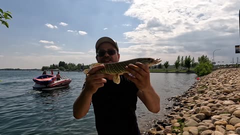 Small northern pike fishing