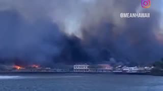 Front Street is on fire in Lahaina on the island of Maui, Hawaii