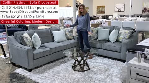 American Furniture Collin Platinum Sofa & Loveseat Set