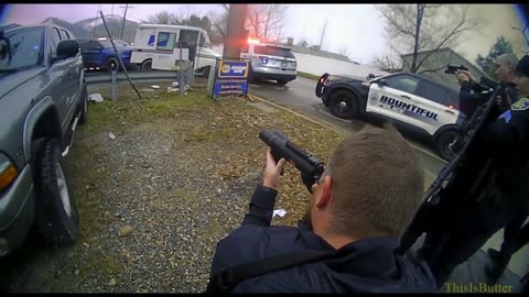 Dash and bodycam shows suspect who carjacked a mail truck slamming into Centerville police