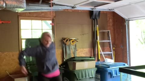 Prankster Woman Hides Inside Trash Can to Scare Man and Gets Hit in the Face