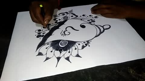 Very easy and beautiful rangoli design drawing / Alpana jhoti drawing / step by step