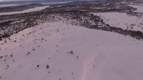 Aerial Shot Of Snowy Mountain