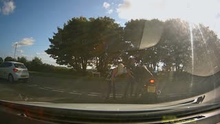 Motorbike Rider Stops & Falls