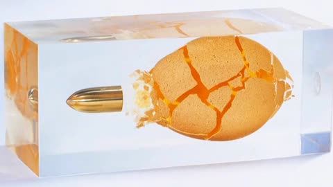 Such a creative design is so beautiful, 'the moment the bullet penetrates the eggshell'.