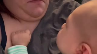 Sleepy Baby Doesn't Approve of Aunt's Baby Fever