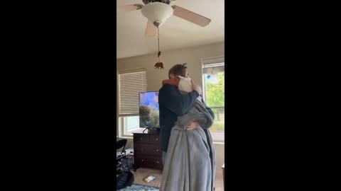 Uncle surprises nephew after being away in the military