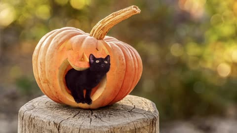 Watch and enjoy the cat inside the pumpkin. Fun too