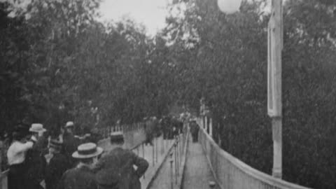 Panorama Of The Moving Boardwalk At The Paris Exposition (1900 Original Black & White Film)