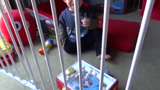 Bart the kitty cat steals fox's snacks - tons of baby laughs! (16mos)