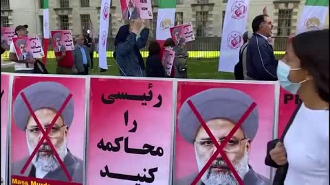 Iranians in London protesting regime president's speech at UNGA