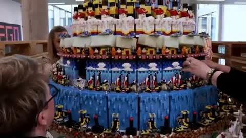 Lego celebrates 90th birthday with cake made out of Legos