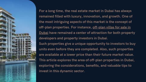 Exploring Off-Plan Properties in Dubai: A Smart Investment Opportunity