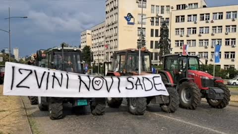 Serbian Farmers BLOCK Road Near Novi Sad Parliament for the Fifth Consecutive Day