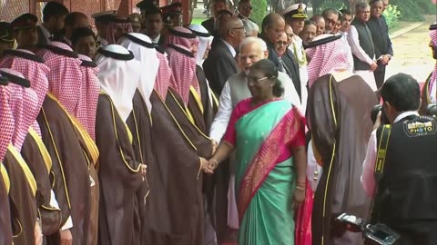 PM Modi at ceremonial reception of the Crown Prince of Saudi Arabia, Mohammed bin Salman Al Saud