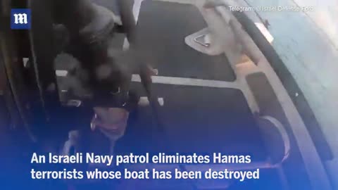 Israel Navy takes out Hamas terrorists with grenades and machine guns after sinking boat