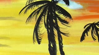 Sunset Palms Painting with Acrylics | Acrylic Painting | 30 seconds of Art