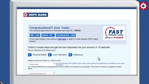 Know How to get a Personal Loan in Just 10 Seconds | HDFC Bank