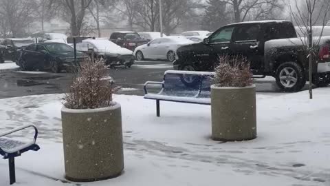 Snowing in Chaska at work on 3.15.21