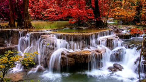 Satisfying waterfall, nature calming sounds