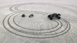 RC Car Doing Donuts in Snow