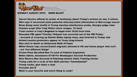 Monday, August 29, 2022 News Blast #Enoch #NewsBlastReading #NBR