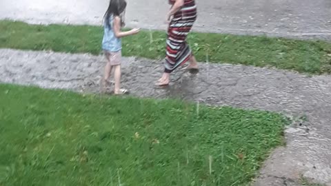 Playing in the rain