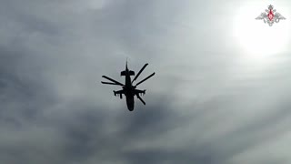 The combat sortie of Russian Ka-52M attack helicopter in Ukraine