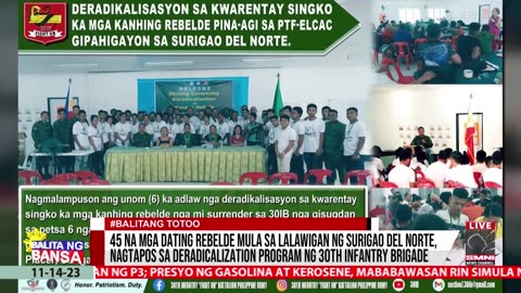 45 na mga dating rebelde mula sa Surigao Del Norte, nagtapos sa Deradicalization Program ng 30th IB