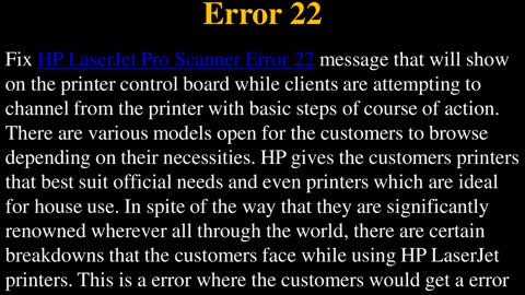 How To Fix HP LaserJet Pro Scanner Error 22