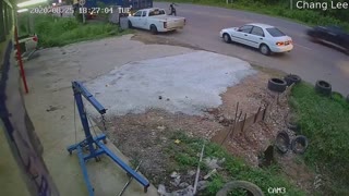 Big Runaway Truck Rolls into Little Truck